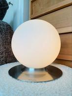 Vintage 1990’s  PHILIPS Bol lamp op roestvrijstalen voet, Design, Ophalen of Verzenden, Zo goed als nieuw, Glas