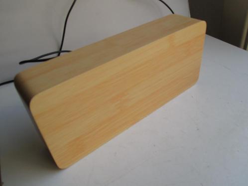 Wekker~Gingko ? Alarmklok~Blok Hout~Groen Led, Witgoed en Apparatuur, Wekkers, Zo goed als nieuw, Digitaal, Ophalen of Verzenden