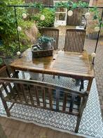 Hardhout tuinset tafel met 4 stoelen, Hardhout, Gebruikt, Ophalen