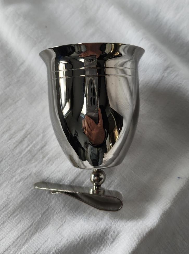 lepelvaasje verzilverd met schaalklem, Antiek en Kunst, Antiek | Bestek, Ophalen of Verzenden