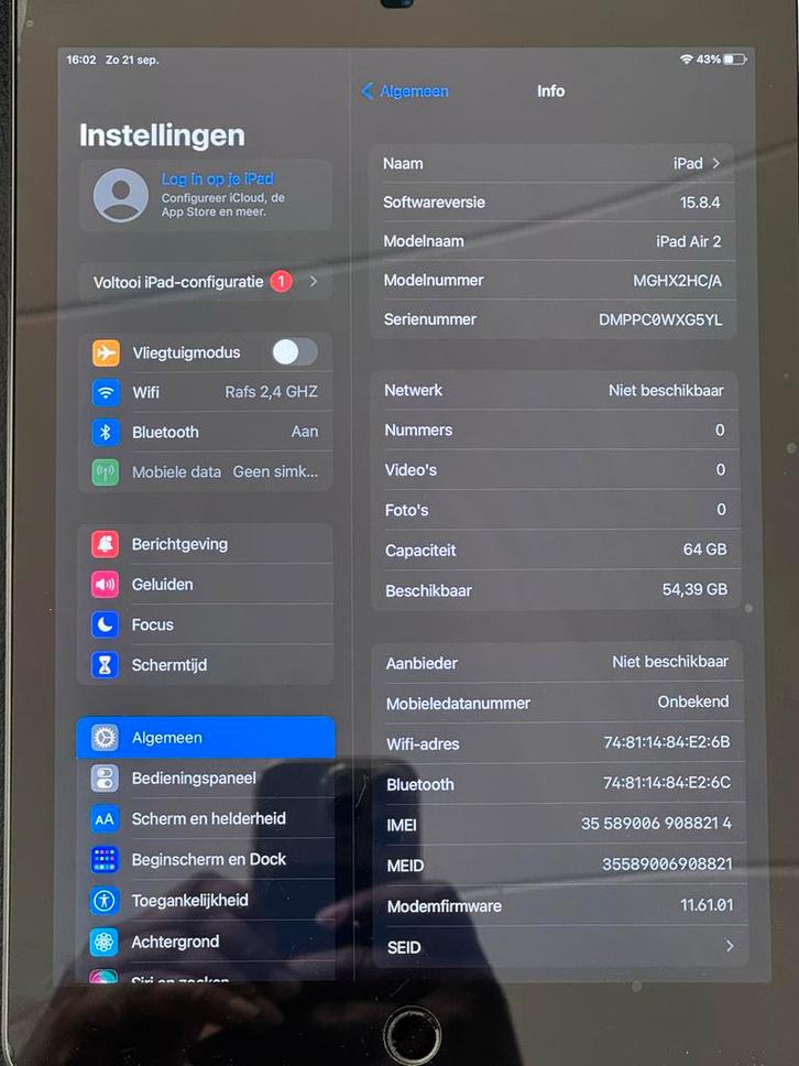 iPad Air 2 64GB WiFi + Celurar ( Sim ) in zeer nette staat!, Computers en Software, Apple iPads, Gebruikt, Apple iPad Air, Wi-Fi