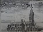 Originele gravure Grote kerk Breda, Harrewijn, 1740, Antiek en Kunst, Kunst | Etsen en Gravures, Verzenden