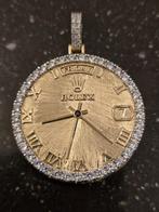 14K Gouden Rolex Wijzerplaat Hanger met Saffieren, Overige voorstellingen, Ophalen of Verzenden, Zo goed als nieuw, Met edelsteen
