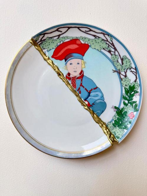 Prachtig kintsugi wandbord , keramiek ,uniek , handgemaakt, Antiek en Kunst, Antiek | Wandborden en Tegels, Ophalen of Verzenden