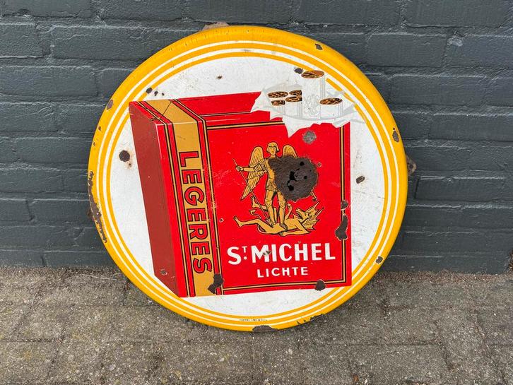 Vintage St. Michel Emaille Reclamebord, Antiek en Kunst, Antiek | Emaille, Ophalen of Verzenden