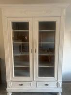 Antieke eiken vitrinekast met krijtverf, Huis en Inrichting, Ophalen, Gebruikt, 100 tot 150 cm, Eikenhout