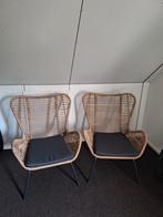 2 mooie lounge tuinstoelen met zwarte kussens, Tuin en Terras, Tuinstoelen, Ophalen, Zo goed als nieuw, Wicker