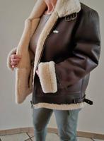 "Pilotjack", XL, een keer gedragen. Man of vrouw geschikt, Kleding | Dames, Jassen | Winter, Real Sheepskin, Bruin, Verzenden