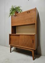 Vintage teak midcentury highboard secretaire Deense kast, Ophalen of Verzenden