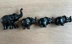Set van 4 zwarte olifanten beeldjes – decoratie uit Thailand, Ophalen of Verzenden, Zo goed als nieuw, Dier