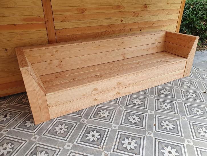 Loungebank van douglas of steigerhout met schuine armleuning, Tuin en Terras, Tuinbanken, Nieuw, Hout, Ophalen