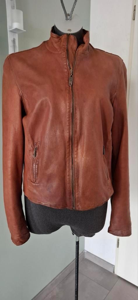 Claudia Sträter jas leren jas bruin maat 38 echt leer, Kleding | Dames, Jassen | Zomer, Gedragen, Maat 38/40 (M), Bruin, Ophalen of Verzenden