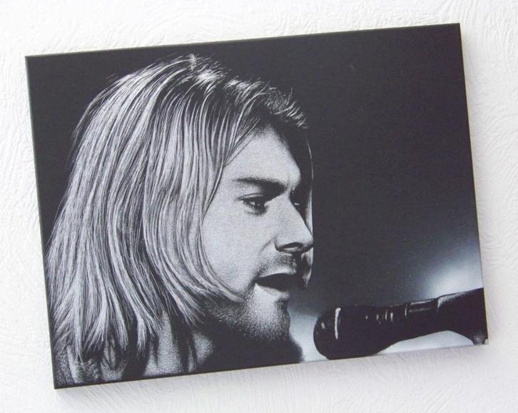 Nirvana Kurt Cobain Schilderij op een metalen plaat, Antiek en Kunst, Kunst | Schilderijen | Modern, Verzenden