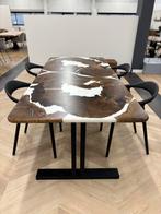 Unieke walnoten epoxytafel – smokey white 220x100cm, Ophalen, 200 cm of meer, 50 tot 100 cm, Zo goed als nieuw