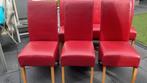 6 rode leren eetkamerstoelen, Vijf, Zes of meer stoelen, Gebruikt, Hout, Ophalen