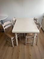 Massief houten tafel en stoelen, Huis en Inrichting, Complete eetkamers, 4 tot 6 stoelen, Gebruikt, Ophalen of Verzenden