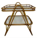 Vintage Rotan Tafel Bijzettafel Rohe Noordwolde Jaren 60, Minder dan 55 cm, Gebruikt, Vintage, Hout