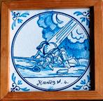 Antieke Bijbelse tegel,Apostel Paulus,Handelingen 9.7., Antiek en Kunst, Antiek | Wandborden en Tegels, Ophalen of Verzenden