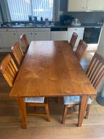 Eettafel hout mahonie bruin, Huis en Inrichting, Tafels | Eettafels, 200 cm of meer, 50 tot 100 cm, Gebruikt, Rechthoekig