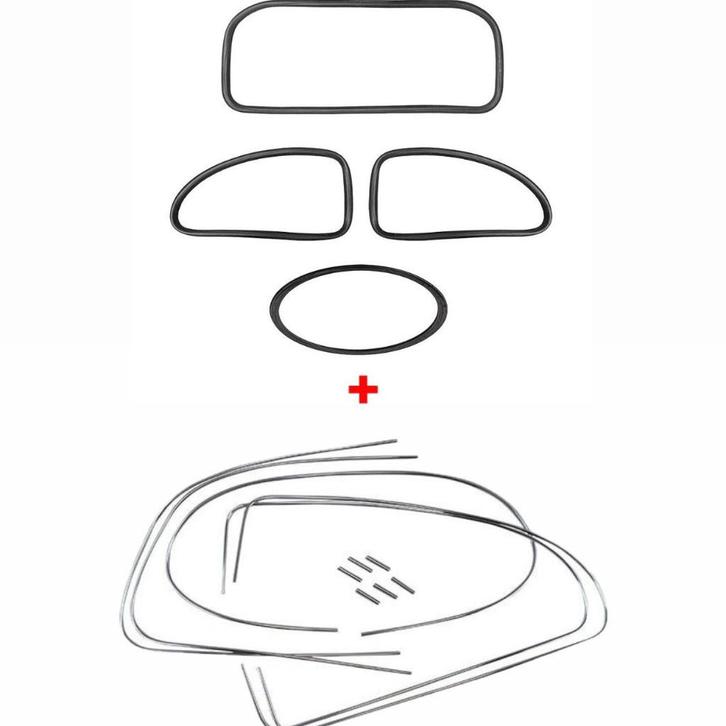 VW Ovale raam Kever Rubber kit deluxe alu sierlijst 53 - 57, Auto diversen, Auto-accessoires, Nieuw, Ophalen of Verzenden