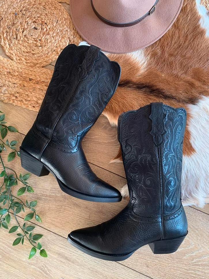 Justin Boots cowboylaarzen 39 40 western boots bohemian, Kleding | Dames, Schoenen, Zo goed als nieuw, Hoge laarzen, Zwart, Ophalen of Verzenden