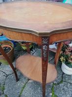 Antiek bijzettafeltje met inleg en messing details Miekje, Ophalen