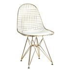 DKR Shape Stoel - Draadstoel goud/wit - Wire Chair, Charles Ray, Twee, Wit, Nieuw