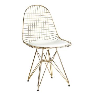 DKR Shape Stoel - Draadstoel goud/wit - Wire Chair  beschikbaar voor biedingen