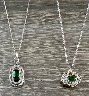 Diopsiet hangers/kettingen 925 zilver beschikbaar voor biedingen