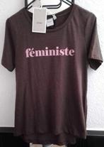 Nieuw ICHI T-shirt - Maat M - Feministisch, Maat 38/40 (M), ICHI, Bruin, Nieuw