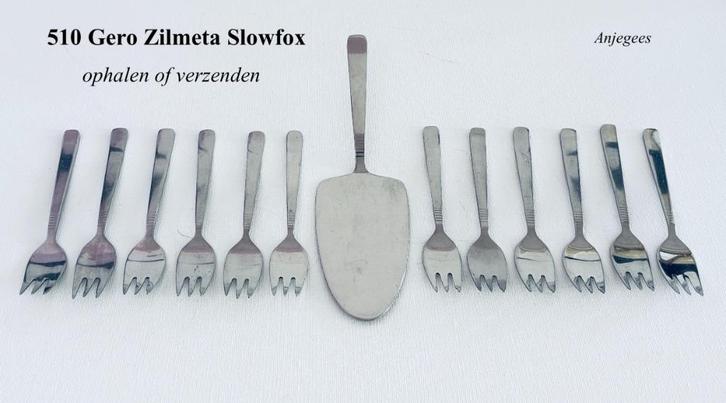 510 Gero Zilmeta Taartschep + 12 vorkjes € 17,50 Slowfox, Antiek en Kunst, Antiek | Bestek, Ophalen