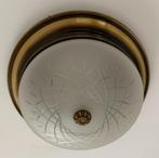 Set van 2 Klassieke Plafonnières met Matglazen Kap – Vintage, Ophalen of Verzenden, Zo goed als nieuw, Glas