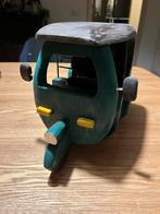 Handgemaakte houten tuktuk groen uit Sri Lanka, Huis en Inrichting, Ophalen of Verzenden, Gebruikt, Overige houtsoorten, Minder dan 50 cm