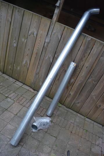 2 stuks zinken regenpijp met 2 x 45 bocht, 80mm beschikbaar voor biedingen