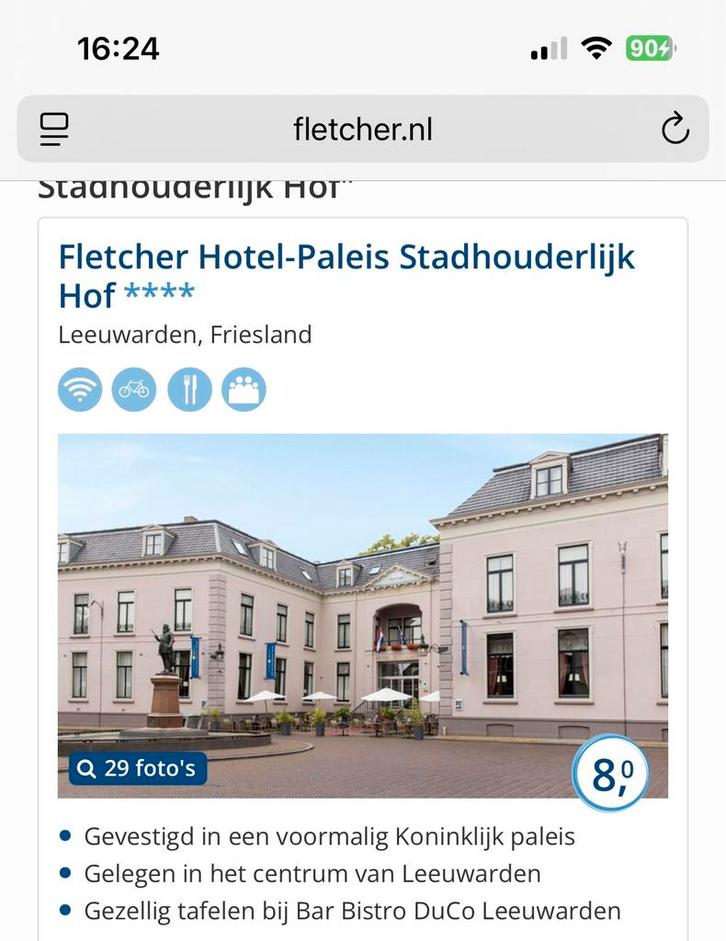 Fletcher Hotel Leeuwarden - Overnachting 24 december 2025, Tickets en Kaartjes, Hotelbonnen, 1 overnachting