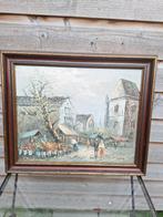 Mooi olieverfschilderij van de markt, Antiek en Kunst, Kunst | Schilderijen | Klassiek, Ophalen of Verzenden