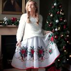 Handgemaakte kerst rok cirkelrok swingrok hergebruik XS-L, -, Handgemaakt, Wit, -