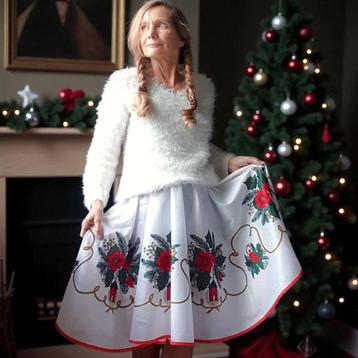 Handgemaakte kerst rok cirkelrok swingrok hergebruik XS-L beschikbaar voor biedingen