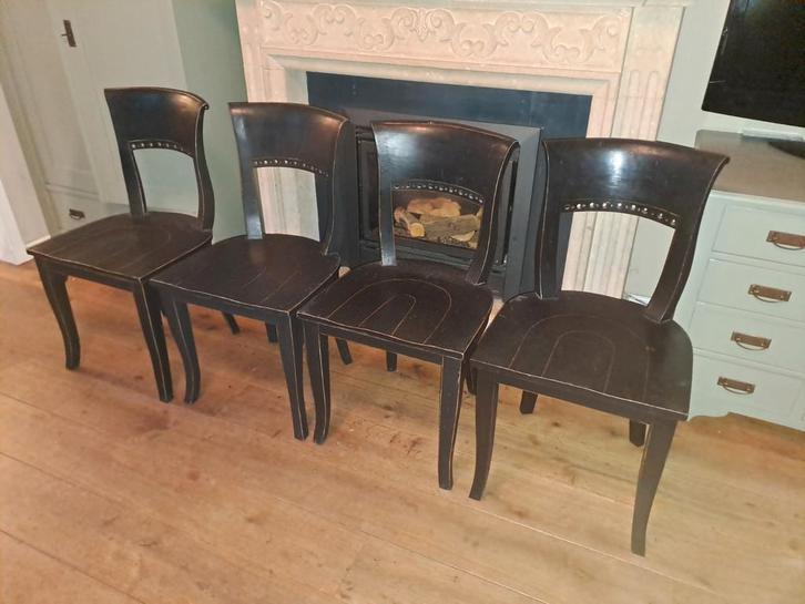 4 prachtige antieke houten stoelen in Biedermeier of Empi, Huis en Inrichting, Stoelen, Gebruikt, Vier, Bruin, Ophalen