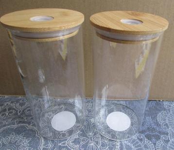 Bubble tea/ijskoffie  glas - bamboe - 600 ml zonder rietje beschikbaar voor biedingen