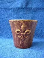 Kaars in brocante pot van bruin aardewerk splinternieuw, Ophalen of Verzenden, Nieuw