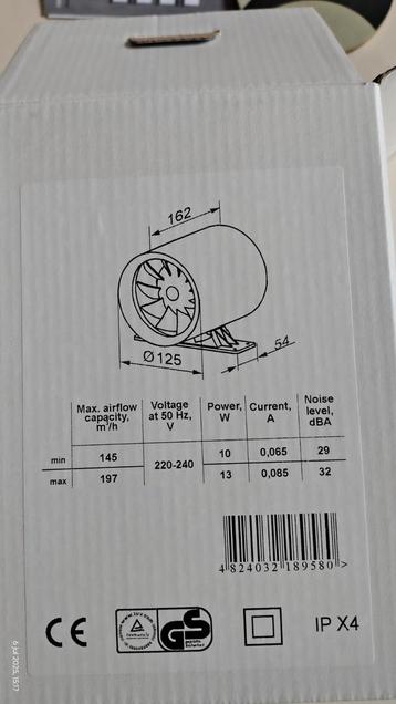 Buis ventilator Quietline  125 mm beschikbaar voor biedingen