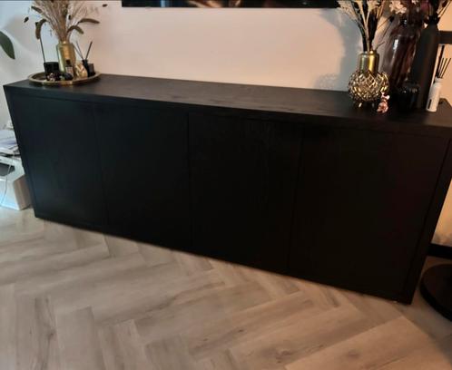 Prachtig zwart dressoir van Goossens 208x80x45, Huis en Inrichting, Kasten | Dressoirs, Zo goed als nieuw, 200 cm of meer, 25 tot 50 cm