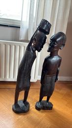 Twee Afrikaanse beelden van ebbenhout, Ophalen of Verzenden