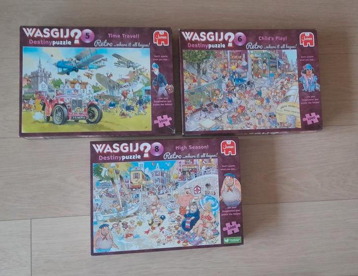 Wasgij puzzel  Destiny Retro 5, 6 en 7., Hobby en Vrije tijd, Denksport en Puzzels, Zo goed als nieuw, 500 t/m 1500 stukjes, Ophalen of Verzenden