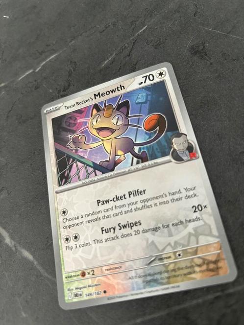 Pokémon Team Rocket’s Meowth Reverse Holo kaart 149/182, Hobby en Vrije tijd, Verzamelkaartspellen | Pokémon, Nieuw, Losse kaart