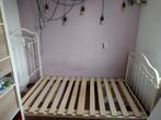 Antiek bed, twijfelaar wit, 120x190, 190 cm of minder, Overige materialen, 120 cm, Antiek, basic,