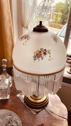 Antieke schemerlamp met glas en kraaltjes, Ophalen of Verzenden