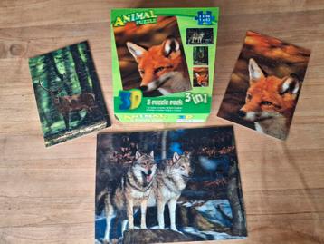 Puzzels 3D dieren wolven, hert en vos beschikbaar voor biedingen