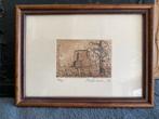Ets ruïne molen. Etser P. Wijnhoven. Genummerd 12/30., Ophalen of Verzenden